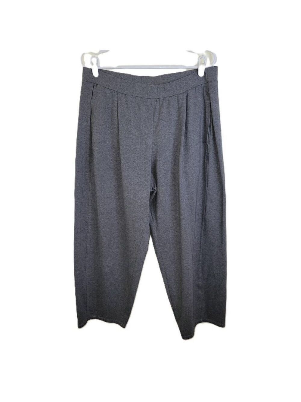 Eileen Fisher Organic Cotton Cropped Ankle Lantern Pants Light Gray Women's SZ L